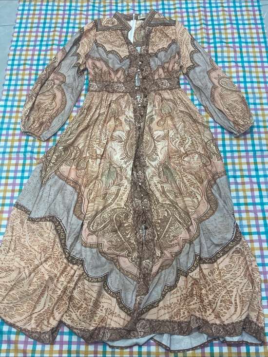 Zimmermann Dresses & Skirts - Zimmermann Paisley Tiered Maxi Dress in Brown and Cream